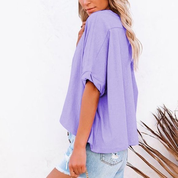 PURPLE Loose High-Low Tee - Picture 3 of 6